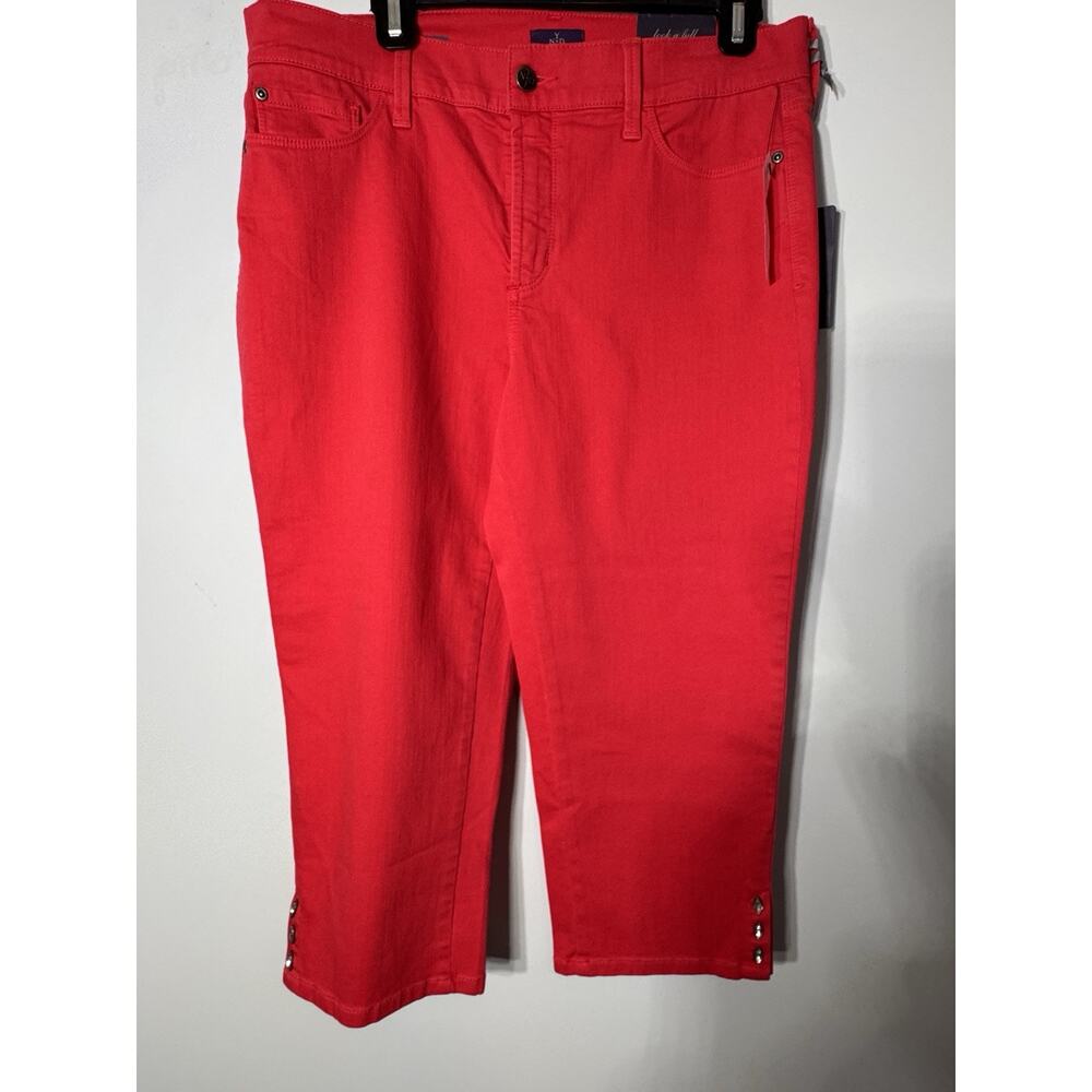 NYDJ Original Slimming Fit Ariel Crop Embellished Cuff Jeans. Women's 12, NWT